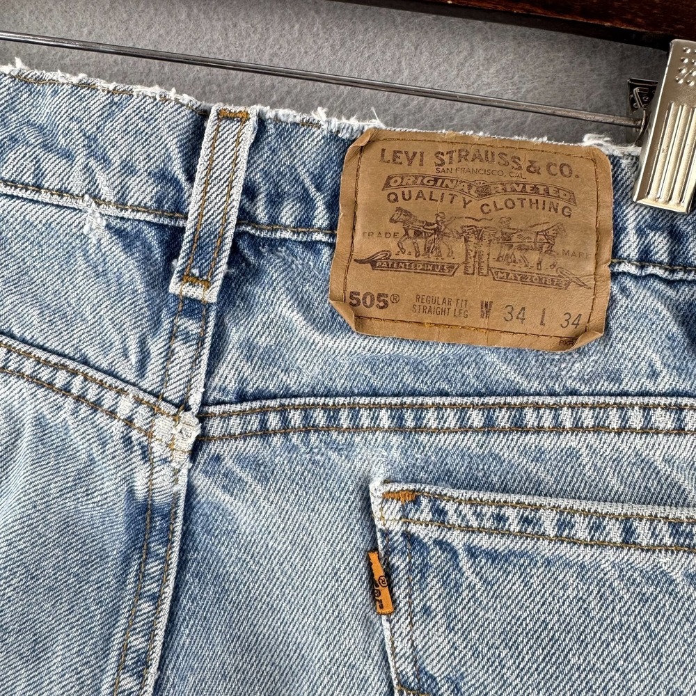 Vintage Levis Jeans Mens 34x34 (Fits 31x33) 505 Straight 90s 1995 - Picture 11 of 16